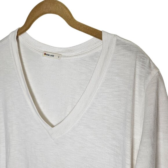 Marine Layer Womens White V-Neck T-Shirt Made In California Supima Cotton Staple - Picture 3 of 9